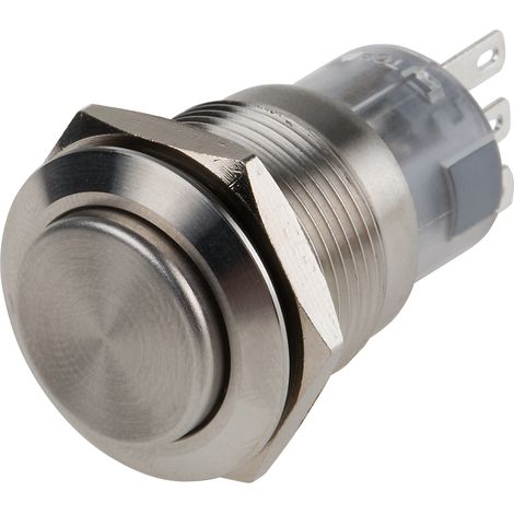 Bouton-poussoir, Verrouillable, Unipolaire à deux directions (1RT), 5 A @ 250 V c.a., Chrome, Montage panneau ( Prix pour 1 ) (1/2)