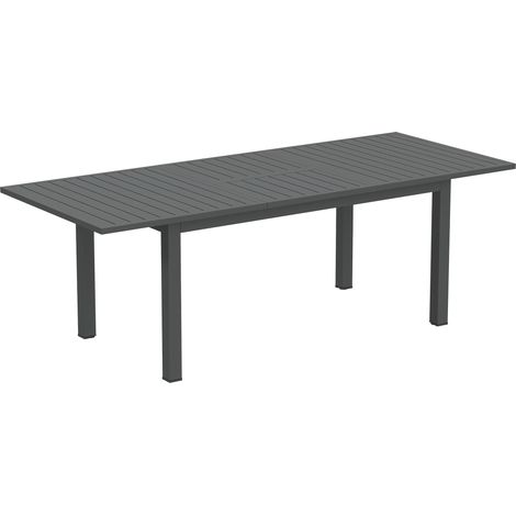 Table de jardin extensible aluminium gris, 160/220×90 cm, résistante aux intempéries. Antidérapante, 6‑8 personnes, balcon/terrasse/camping.