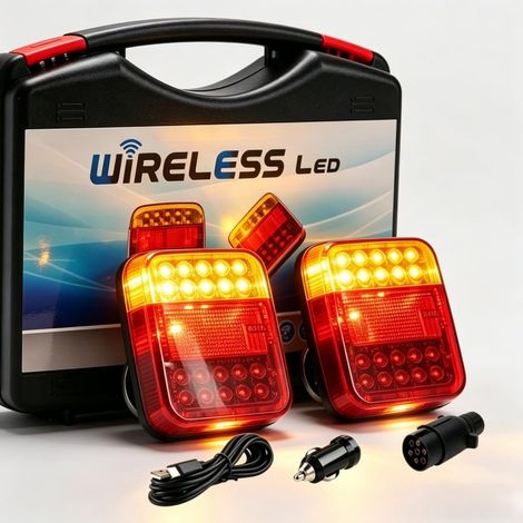 2 x Feux Arrière Base Aimanté Sans Fil Universel E11 Homologué 5 Fonctions Fixation Magnétique Wireless Pour Auto Camion Tracteur Remorque Caravane (1/5)