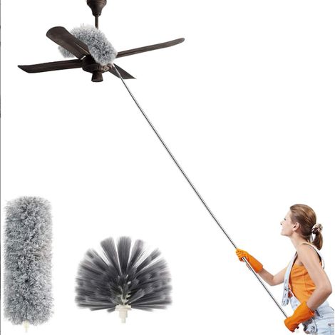 Plumeau Extensible, Plumeau Poussiere Telescopique, Loup Telescopique, Balai Toile D'Araignée, Duster Extensible Amovible Portable pour Ventilateur (1/5)
