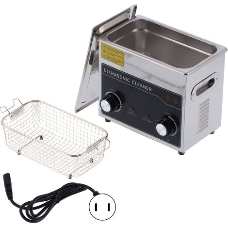 Nettoyeur Ultrasonique 3L à Bouton, Acier Inoxydable Machine de Nettoyage de Précision pour Objets Délicats, Prise US 110V (1/5)