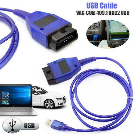 Câble d'interface USB pour voiture Vag-Com KKL Vag-Com 409.1 OBD2 II, scanner de diagnostic OBD, câble auxiliaire