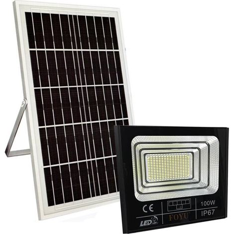 Faro Led 100 W Con Pannello Solare Crepuscolare Telecomando (1/4)
