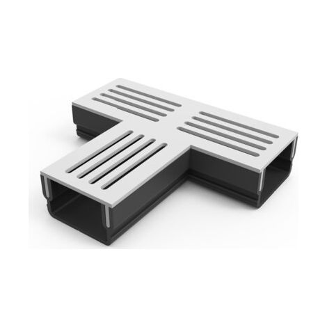 Caniveau 3XS MINI L 6,5 cm Grille aluminium - StarDrain - LINE ECO - Pièce en T