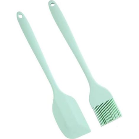Ensemble de pinceaux à badigeonner professionnels - Manche long résistant à la chaleur pour griller et cuire au four, 2 pièces, indispensables en cuisine, vert