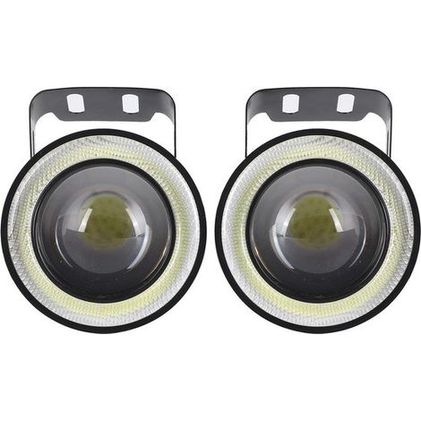 Juego de 2 faros antiniebla LED universales，brillantes y blancos de 3 pulgadas con efecto ojo de ángel para automóviles，12 V CC (1/5)