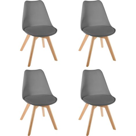 Lot de 4 Chaises Scandinave "Baya" 81cm Gris (1/4)