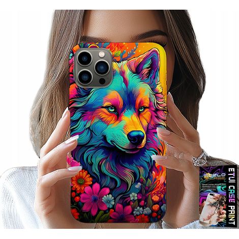 Custodia per iPhone 12 Pro Max - motivi colorati, custodia con lupo (1/5)