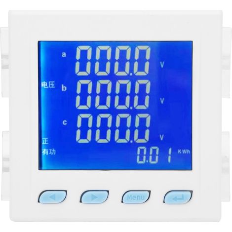 LT194E-9SY Blanc Compteur Électrique Triphasé Affichage LCD Multifonction Voltmètre Ampèremètre (1/5)
