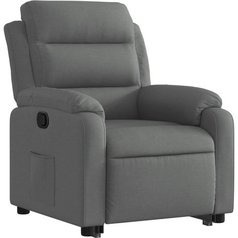 Poltrona relax TV rivestimento confortevole funzione sollevamento elettrico in tessuto grigio DEC027936