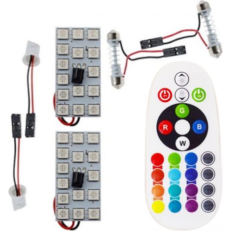 Module 15 LED RGB intérieur voiture télécommande plafonnier liseuse (1/5)