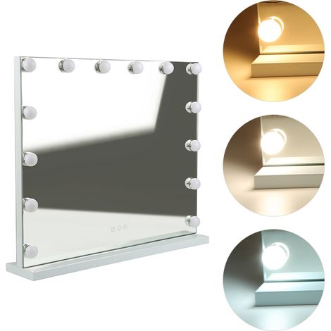 SiFree®62 52cm Miroir de maquillage horizontal et vertical à petite ampoule blanc (1/5)