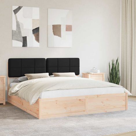 Bettgestell mit gepolstertem Kopfteil Schwarz 180 x 200 cm (1/5)
