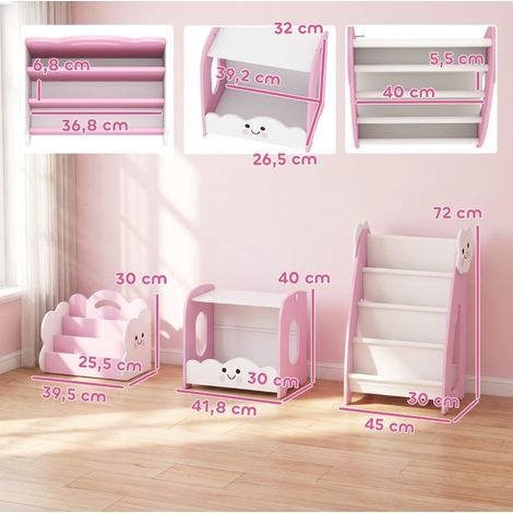 Mueble infantil de almacenaje 3 en 1 rosa OKMYHOME (1/2)