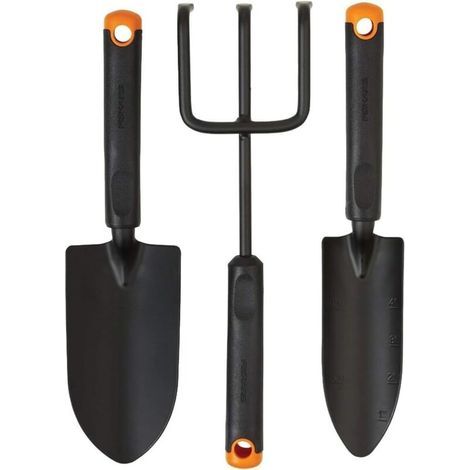 Ensemble d'outils de jardin 3 pièces - pelle, transplantoir, cultivateur, tête en acier antirouille, poignée ergonomique pour la plantation, le creusement et l'aération du sol (1/4)