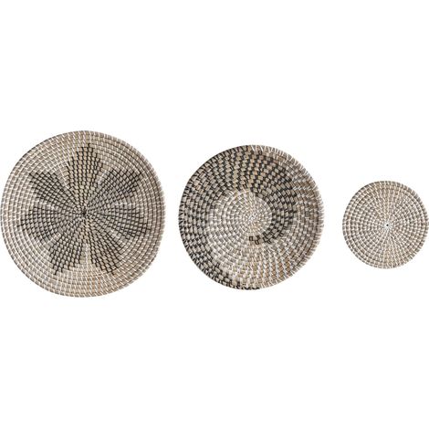 Wanddekoration 3er Set CANTHO Seegras 40/35/20 cm Schwarz