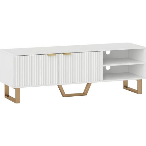 Meuble TV/banquette pour téléviseurs jusqu'à 70 pouces – meuble avec 2 portes rainurées, compartiment ouvert et système de gestion des câbles (1/5)