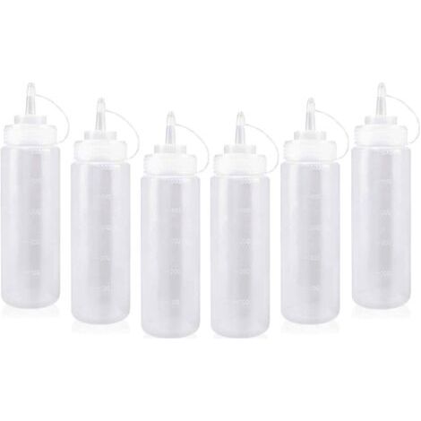 Sollbry Bouteille Sauce, 6 pièces 500 ml Bouteille à Sauce avec Capuchon, Bouteille à Condiments, Bouteille de Sauce, Presser Les Bouteilles, Recipient Sauce pour la Peinture, la Cuisson, Le Ketchup (1/5)