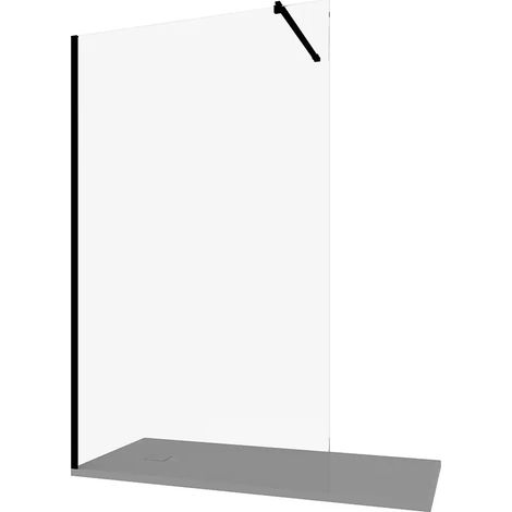 Douche à l'italienne 60cm Profilés aluminium noir mat Verre transparent 10mm avec traitement anti-calcaire h 200 - Réversible Mod. Naxos