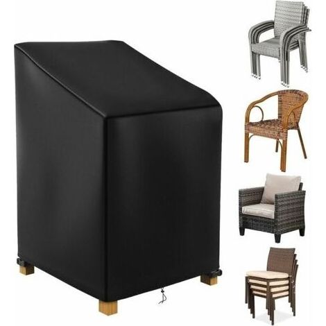 Housse Chaise de Jardin Empilable 70x 70x 85/125cm, 420D Oxford Imperméable Housse Chaise Exterieur, House Protection Chaise Jardin, Bache de Chaise de Jardin, Nero (1/5)