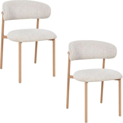 Set di 2 sedie ELEA in tessuto testurizzato beige e gambe in metallo effetto legno chiaro – Stile contemporaneo (1/5)