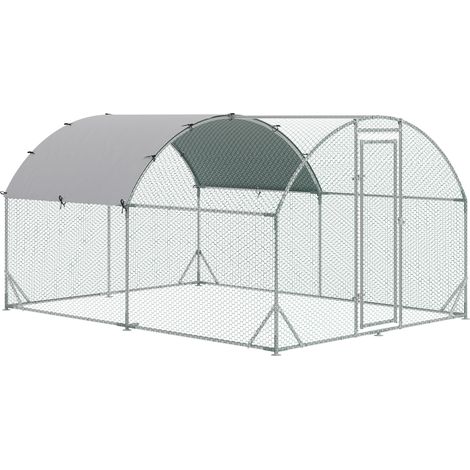 Recinto para pollos de acero galvanizado 280 x 380 x 197 cm con cubierta anti-UV y cierre (1/5)