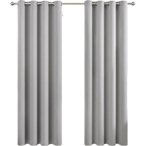 Rideau Occultant Thermique à Oeillets - 1 Pièce 132x213cm - Décoration Fenêtre pour Salon et Chambre - Gris Clair (1/5)