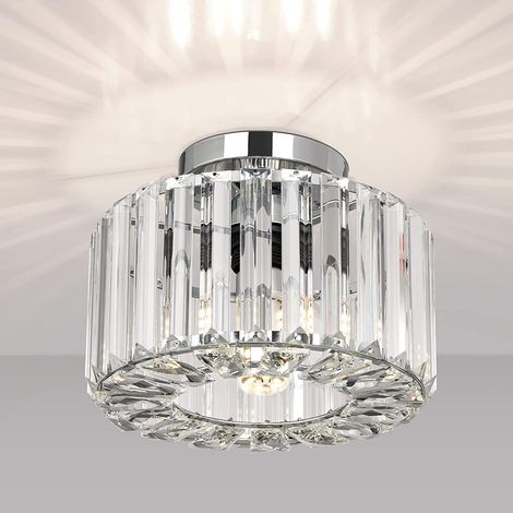 Plafonnier Doré en Cristal Industriel Semi-encastré Moderne pour Couloir Salon Salle à Manger Cuisine,Chrome (1/5)