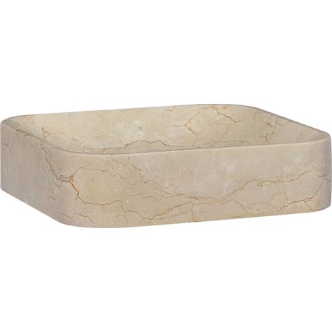 Vasque à poser Lavabo,Bac à laver,Évier pour salle de bain Crème 40x40x10 cm Marbre MEMV702884 (1/5)