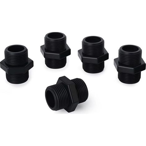 5 pièces 3/4 "BSP connecteurs mâles à mâles, raccords de tuyauterie à mamelon hexagonal en PVC (1/5)