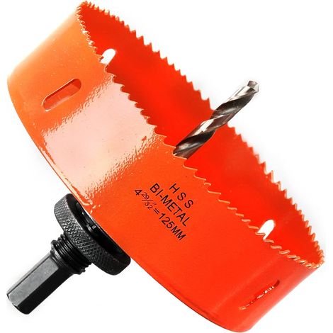 Scie Cloche - 125 mm - Acier Rapide HSS M42 Bi-métal - Tige Hexagonale Avec Foret Central - Pour Bois Cloison Sèche Tôle - 1 Pièce