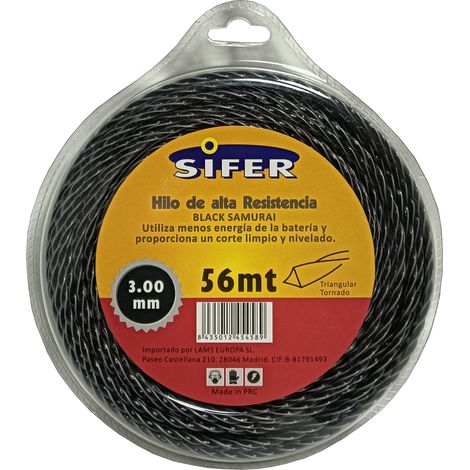 sifer hilo desbrozadora negro black samurai trenzad 3.00mm x 56m