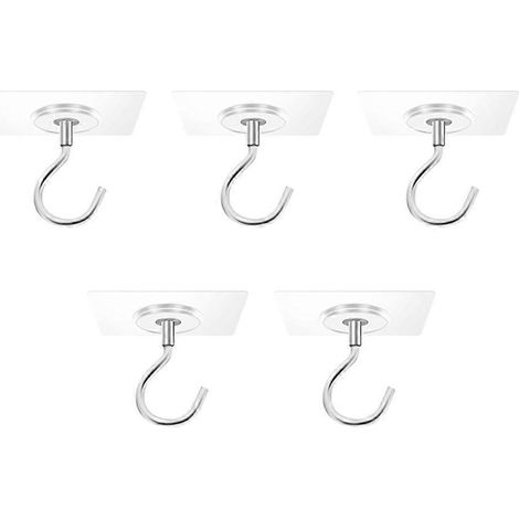Lot de 5 crochets adhésifs pour plafond, crochets pour plantes suspendues (1/5)