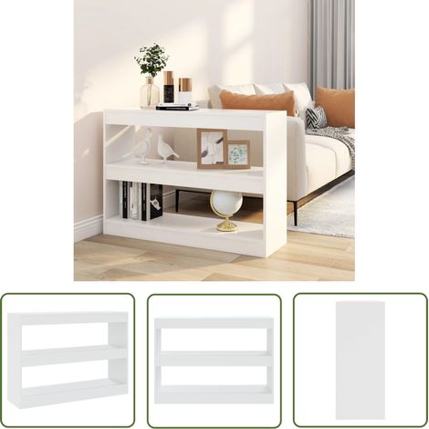 The Living Store Bücherregal/Raumteiler Weiß 100x30x72 cm - BucheRegal - Holzregal - Raumteiler - Weißes Regal - Wohnzimmerdeko (1/5)