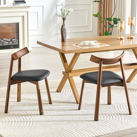 2 Esszimmerstühle aus schwarzem Holz, gepolsterte Sitzfläche OKMYHOME (1/5)