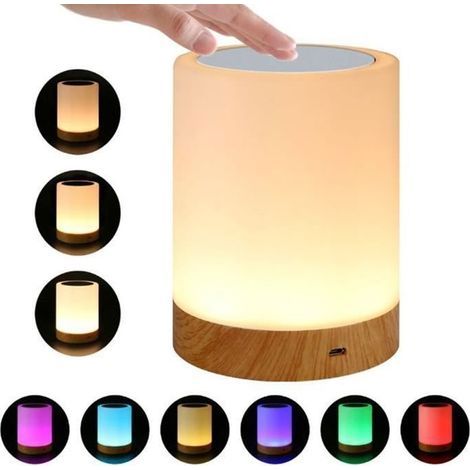 Tischleuchte Dimmbare, berührungsempfindliche LED-Nachttischlampe - Rithok - 3 Helligkeitsstufen - einstellbare Farben (1/4)