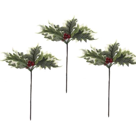 3 Pièces Bouquet De Houx De Noël en Pin Cueillette De Baies De Houx Ornement d'arbre De Noël Baies De Houx pour L'artisanat Décor De Table Bifurquer Plastique Bordure Blanche (1/5)