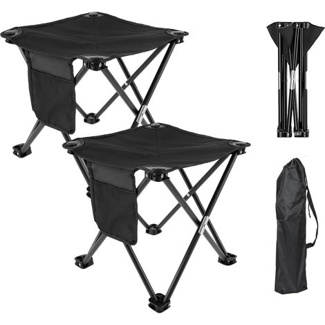 Lot de 2 tabourets de camping pliables et portables mini sièges de chaise d extérieur légers tabouret de camping pliable pour pêche (1/4)