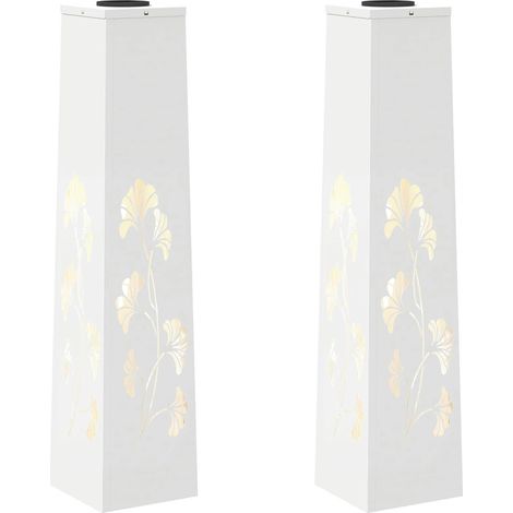 Lot de 2 lumières de chemin solaire design moderne jardin 18 x 18 x 80 cm en acier laminé à froid blanc (1/5)