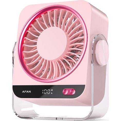 2-in-1 USB-aufladbarer Ventilator für Schreibtisch und Wand mit digitaler Anzeige, 199 Geschwindigkeitsstufen, modernes rosa Design für den Innenbereich-lsw