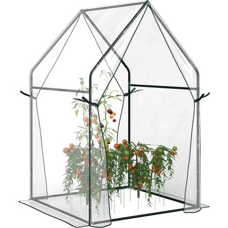 1 Serre De Jardin, Bâche PVC Renforcée, Châssis Acier, 2 Portes Zippées, Pour Légumes Plantes, Intérieur Extérieur