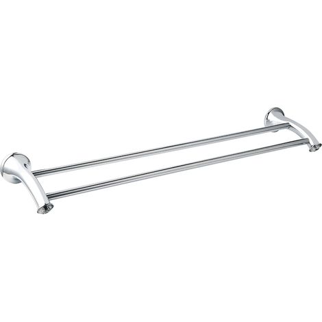 Porte Serviette Salle de Bain avec Embouts en Cristal, 60 CM, en Acier Inoxydable 304, Porte Serviette Mural Cuisine Pratique et Durable, Agréable Support Serviette Salle de Bain, Chrome (1/5)