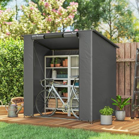 Abri de garage étanche 1,9 x 1,2 m avec porte zippée enroulable et fenêtre d'aération, gris foncé