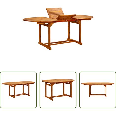 vidaXL Table de patio - Table de jardin (150-200)x100x75 cm Bois d'acacia massif (1/5)