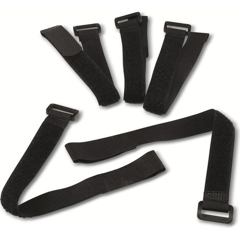 CHILITEC Klettband-Set mit Öse, 30x2 cm, schwarz, 5 Stück (1/3)
