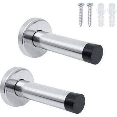 2 Pcs Butée De Porte Intérieure En Acier Inoxydable, Butée De Porte Murale Insonorisée, Arret Porte Murale,Livré Avec Des Vis De Montage Et (1/4)