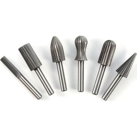 FENOPLASTICAFraises rotatives pour meuleuse – Lot de 6 pièces, tige ronde 6 mm, idéales pour la sculpture et la finition du bois (1/5)