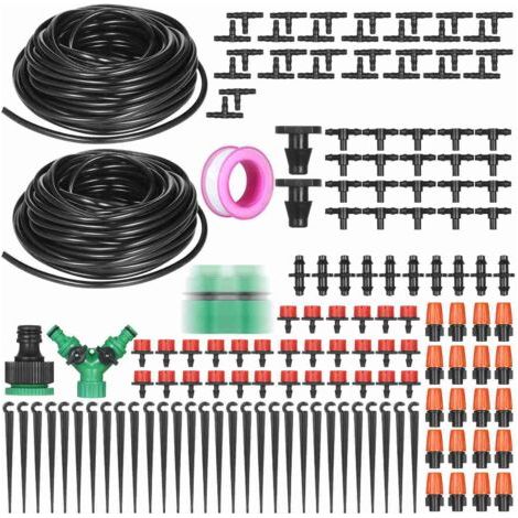 Ensemble d'irrigation goutte à goutte pour jardin, comprenant un tuyau de 30 m/des goutteurs/des arroseurs (1/5)