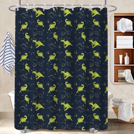 Ensemble rideau de douche polyester avec anneaux 180x180 esthétique rideau imperméable pour éviter les moisissures dans une pièce humide (1/5)