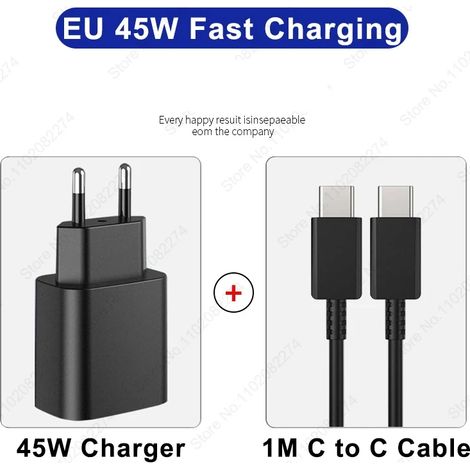Chargeur USB-C PD 45 W, adaptateur de charge ultra-rapide pour Samsung Galaxy S24, S23, S22 Ultra, A54, A15, A55 5G, câble de charge de type C (1/5)